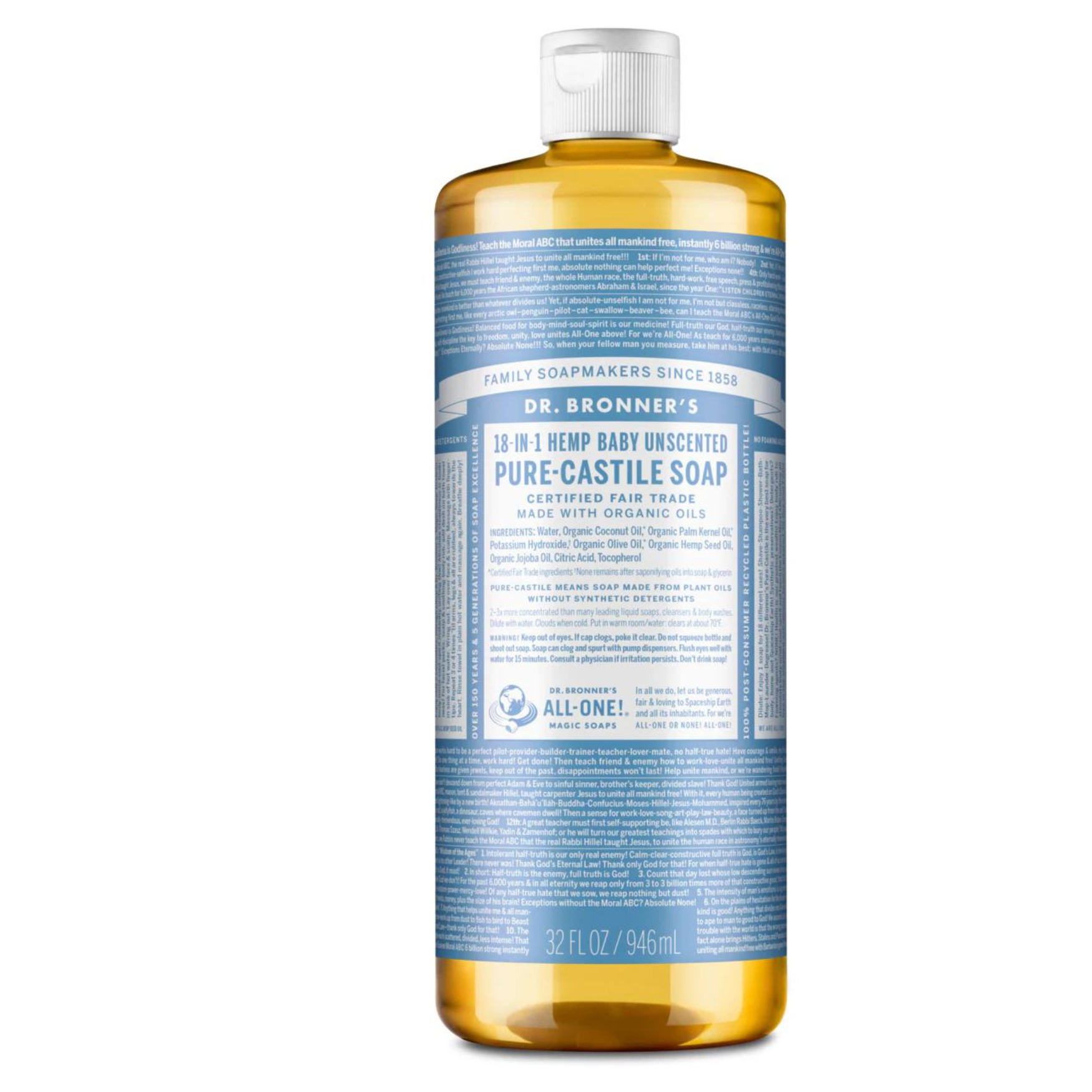 Dr Bronner Certified Organic Baby-Unscented Pure-Castile Liquid Soap