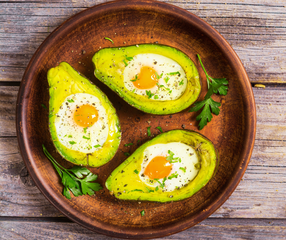 baked avocado with egg and salmon