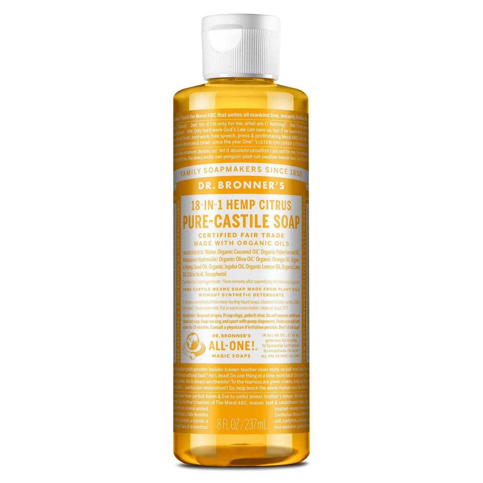 Dr Bronner Certified Organic Citrus Pure-Castile Liquid Soap - Health Nutrition