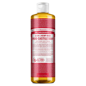 Dr Bronner's Vegan Certified Pure-Castile Rose Liquid Soap - Health Nutrition
