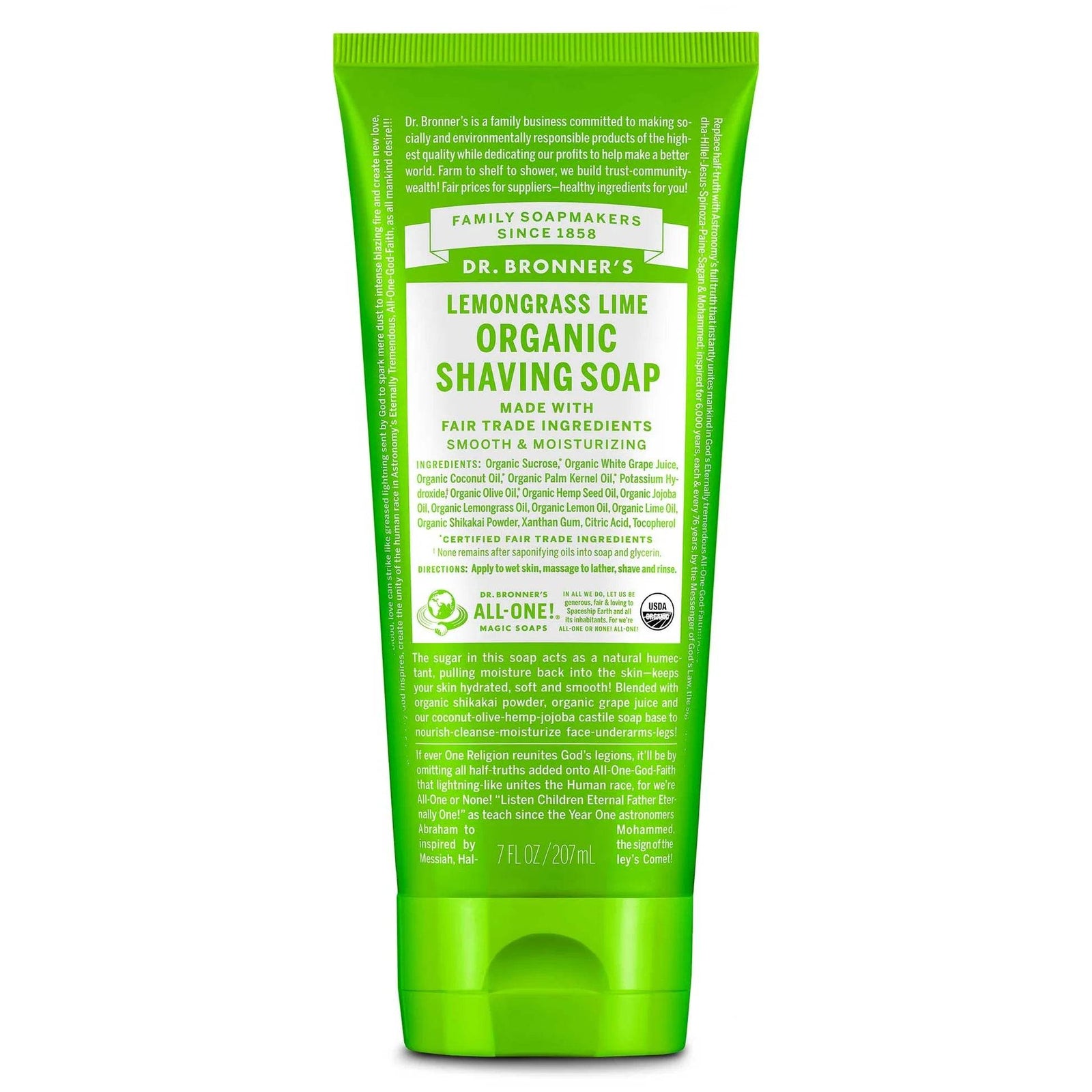 Dr Bronner Certified Organic Lemon Grass Shaving Soap - Health Nutrition