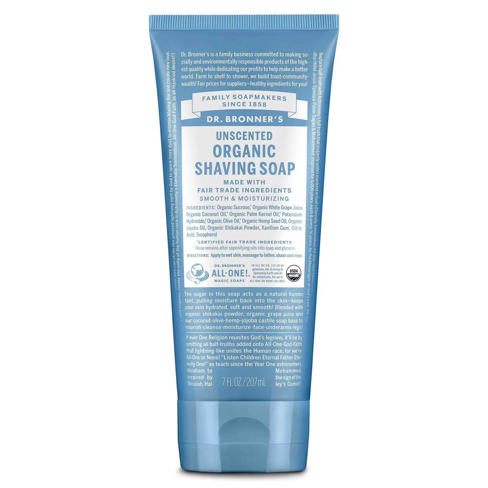 Dr Bronner Certified Organic Unscented Shaving Soap - Health Nutrition