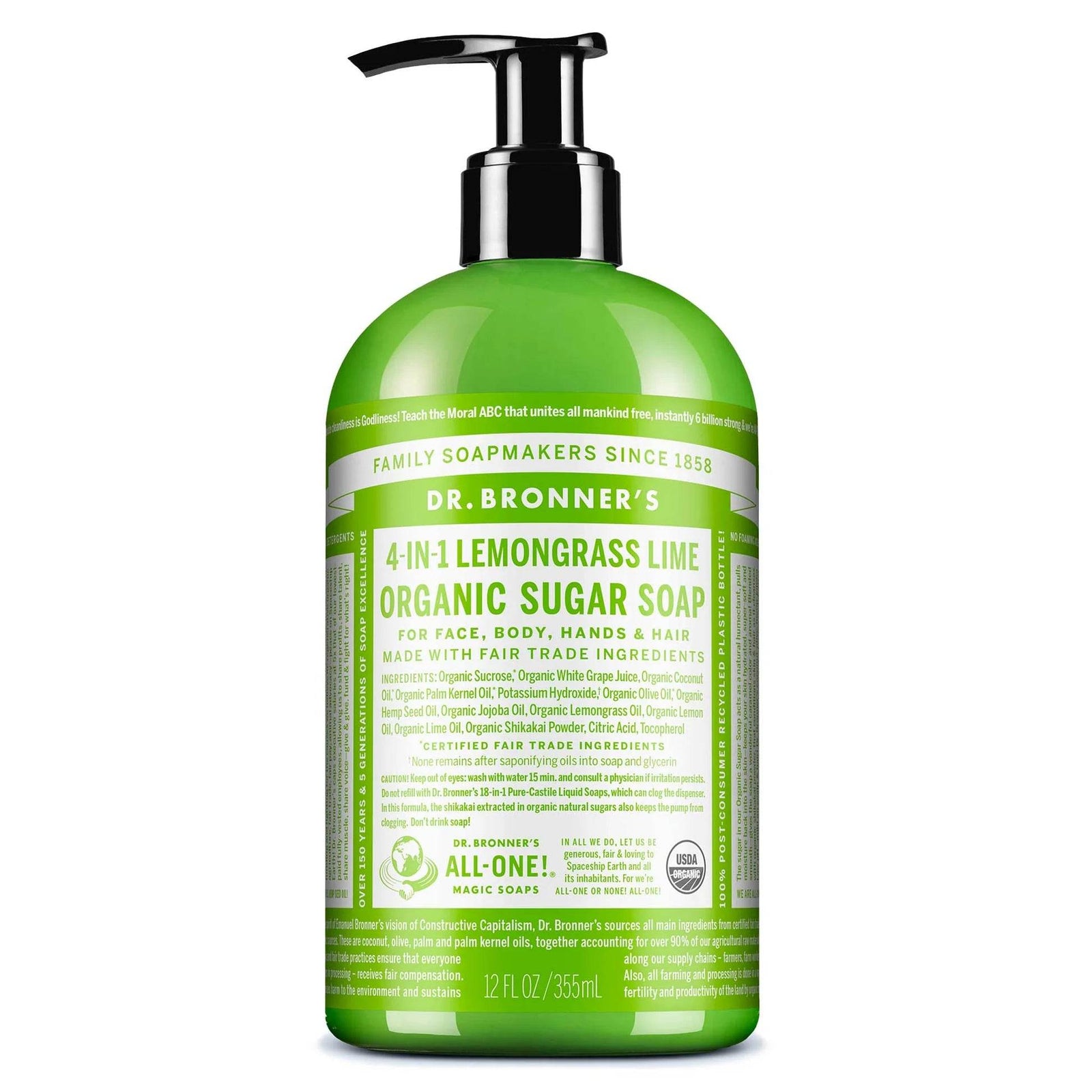 Dr Bronner Organic Lemongrass Sugar Soap - Vegan - Health Nutrition