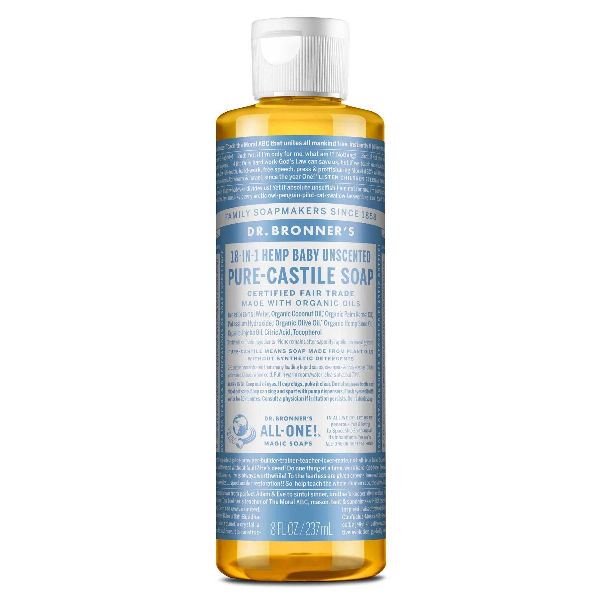 Dr Bronner Certified Organic Baby-Unscented Pure-Castile Liquid Soap - Health Nutrition