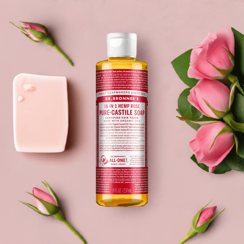Dr Bronner's Vegan Certified Pure-Castile Rose Liquid Soap - Health Nutrition