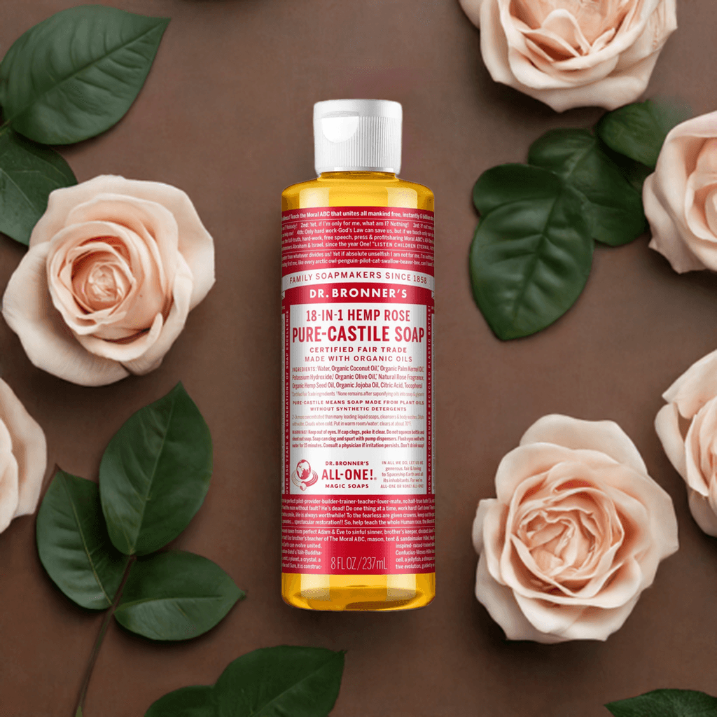 Dr Bronner's Vegan Certified Pure-Castile Rose Liquid Soap - Health Nutrition