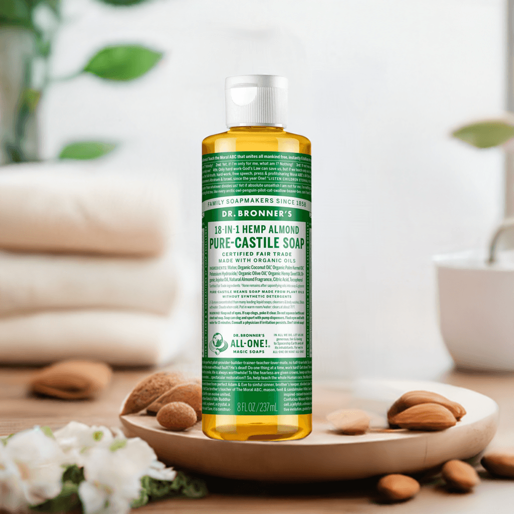 Dr Bronner Vegan Certified Almond Pure Castile Liquid Soap - Health Nutrition