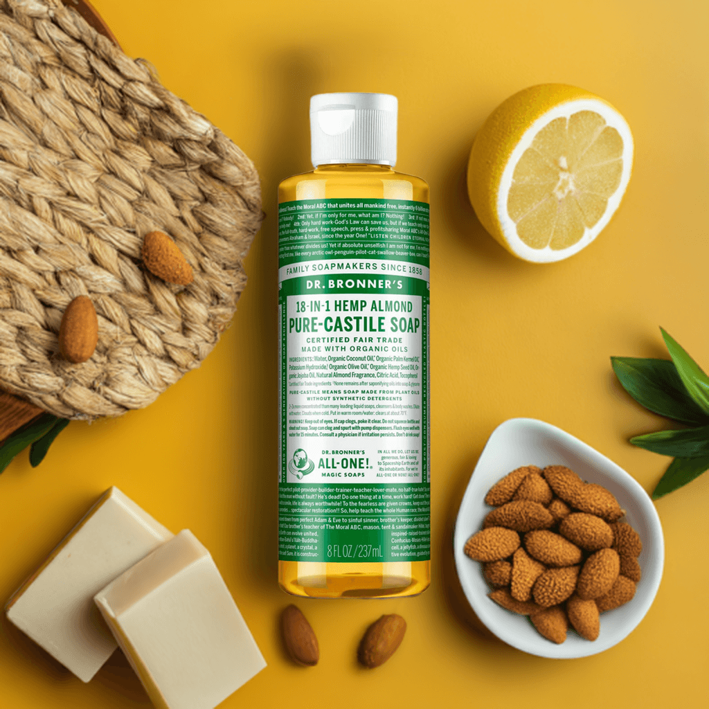 Dr Bronner Vegan Certified Almond Pure Castile Liquid Soap - Health Nutrition